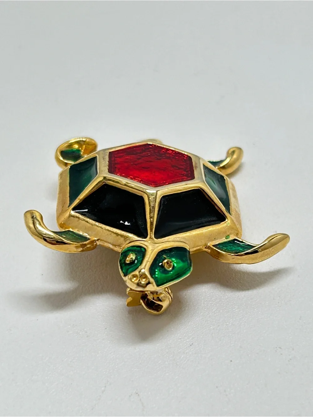 Vintage Gold And Enamel Sea Turtle Brooch